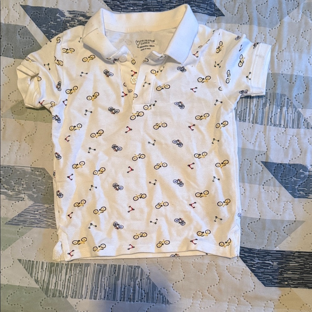 Cat & Jack White Polo with Bicycle Print